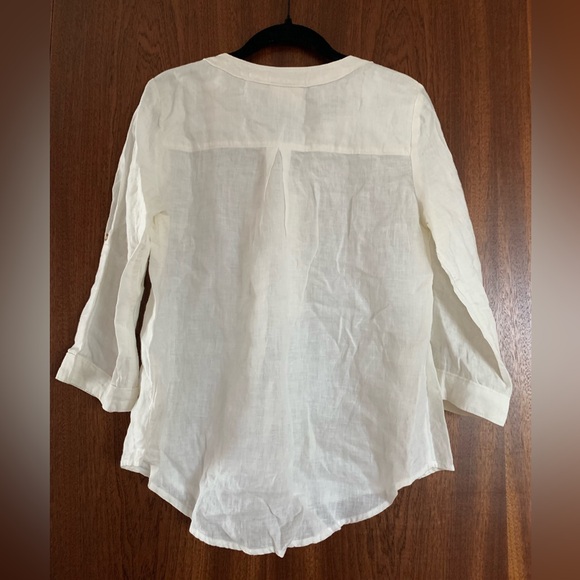 Anthropologie Maeve Cream Lace-Up Blouse size 4 - Picture 8 of 10
